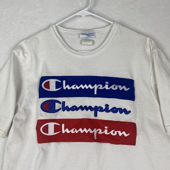 Vintage Champion Shirt Mens Medium White Logo Short Sleeve Crewneck Casual - Picture 3 of 14